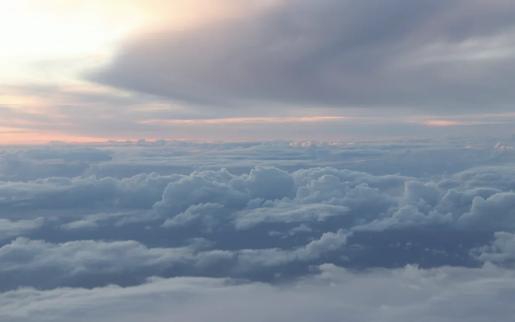 Aerial view above a layer of cloud
